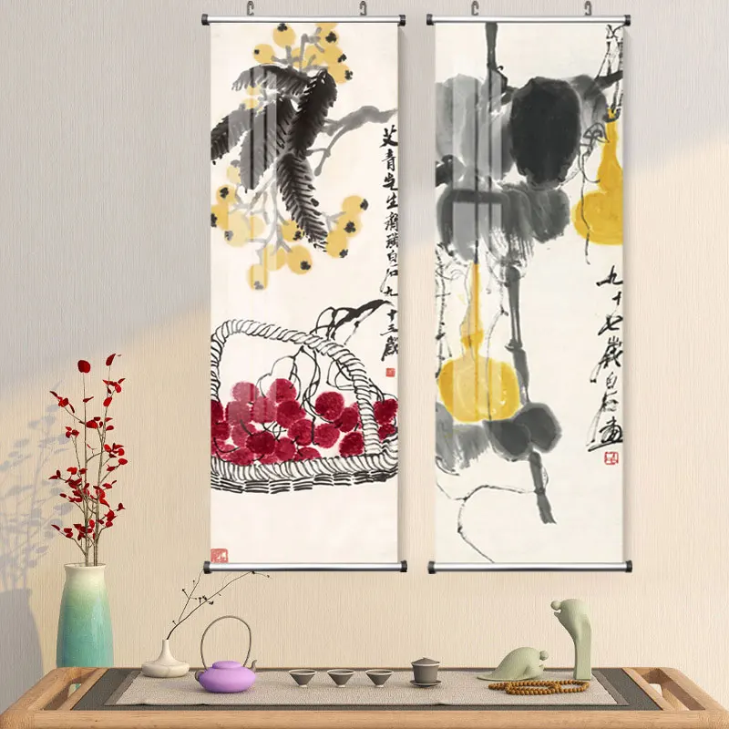 Zen Abstract Traditional Chinese Style Qi Baishi Wall Art Canvas Painting Poster Picture Print For Office Living Room Home Décor