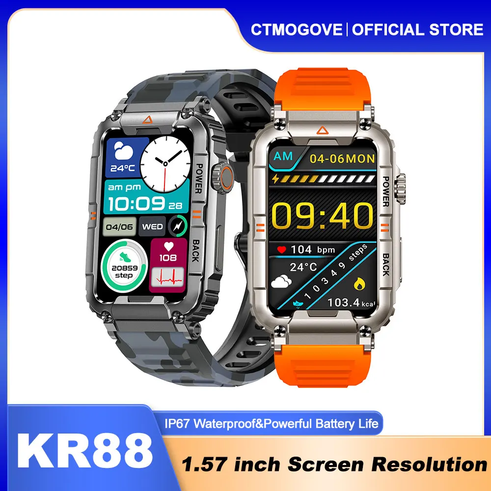 

New KR88 GPS Smart Watch Men's Bluetooth Call Health Monitoring Smart Watch AI Voice Sports Waterproof Men's