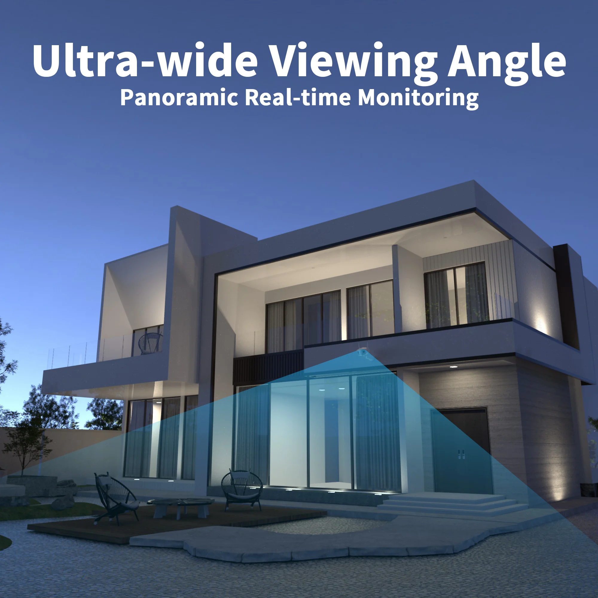 Gadinan WIFI Dual Lens 180° Super Wide-Angle 4K 8MP Color Night Vision Outdoor Two Way Audio Security Surveillance CCTV IP Camer