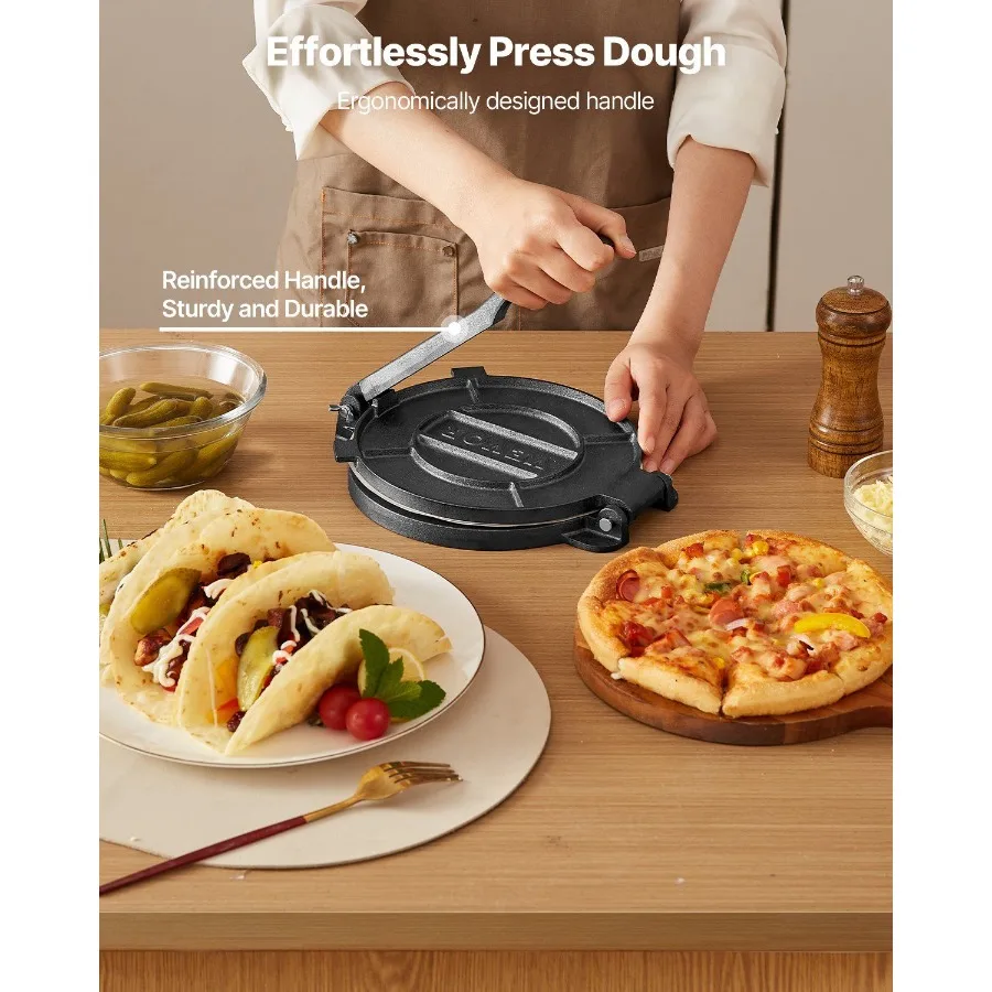 ماكينة ضغط التورتيلا مقاس 10 بوصة، ماكينة صنع عجائن روتي، حديد زهر عالي التحمل