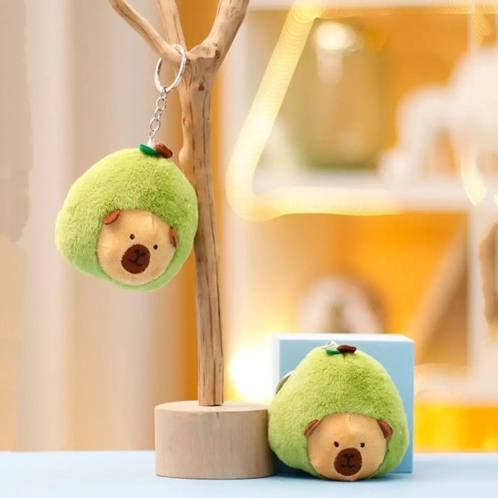 New Cartoon Capybara Plush Keychain Soft Guinea Pig Plush Capybara Doll Keyring Stuffed Animals Bag Pendant Gift