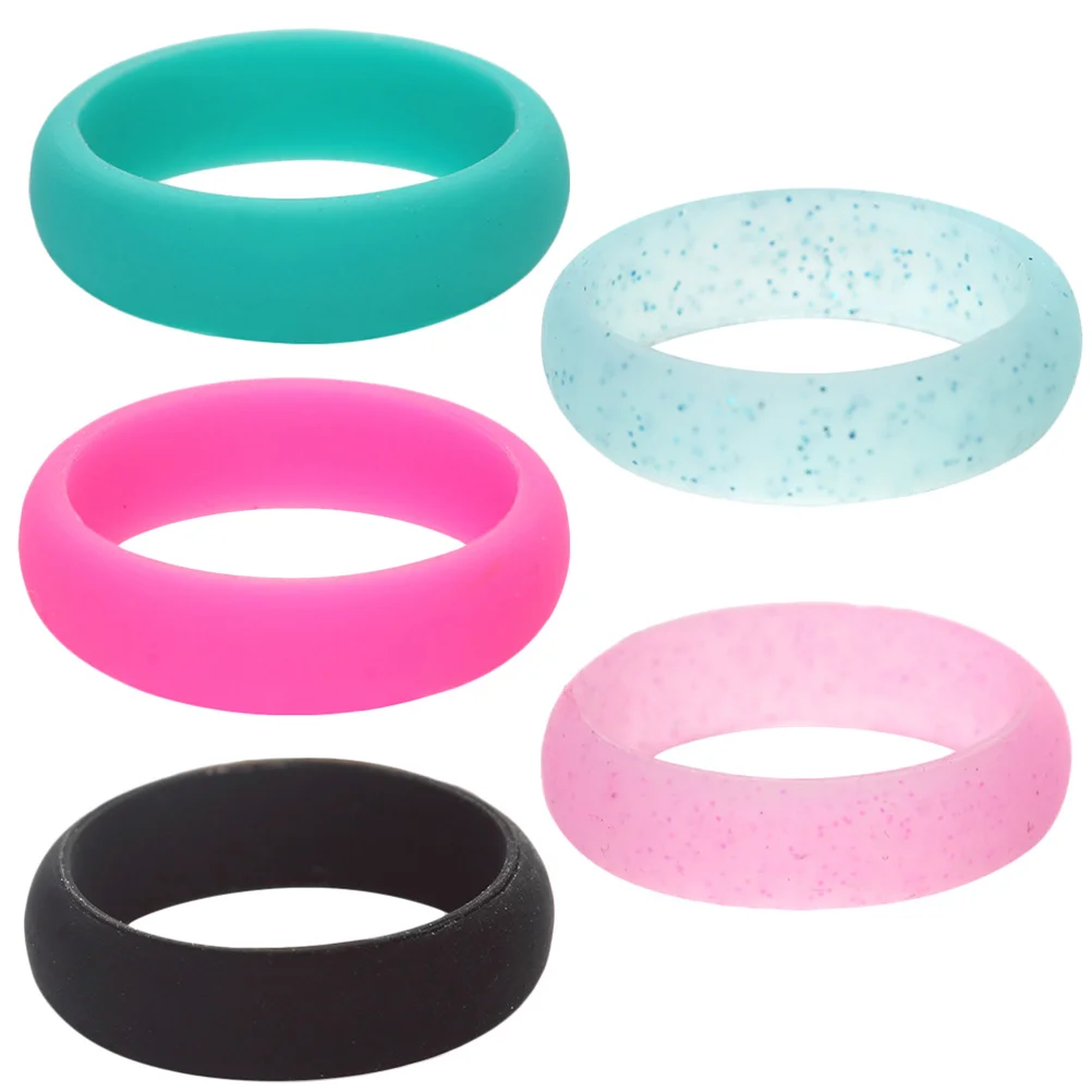 

5 pcs Silicone Rings Stretchy Food Grade For Men Women Fashion Joint Rings Daily Wear Party Costume Jewelry Gift Lightweight