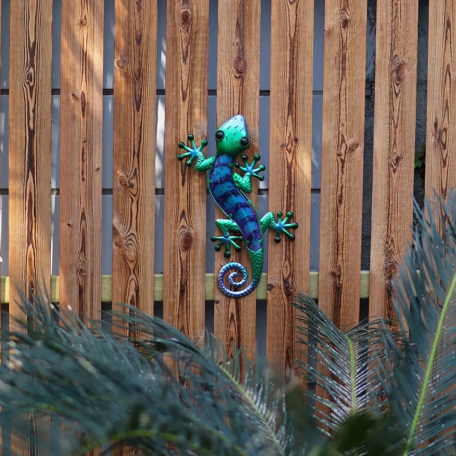 Art 15-inch lizard wall hanging outdoor garden metal gecko decorative crafts hot melt painted glass wall decoration