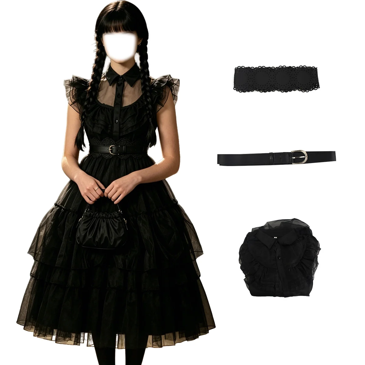 

Cosplay Wednesday Addams Dress Wednesday Addam Cosplay Costume Adult Kid Black Long Skirt Gothic Prom Dress Party Girl Women
