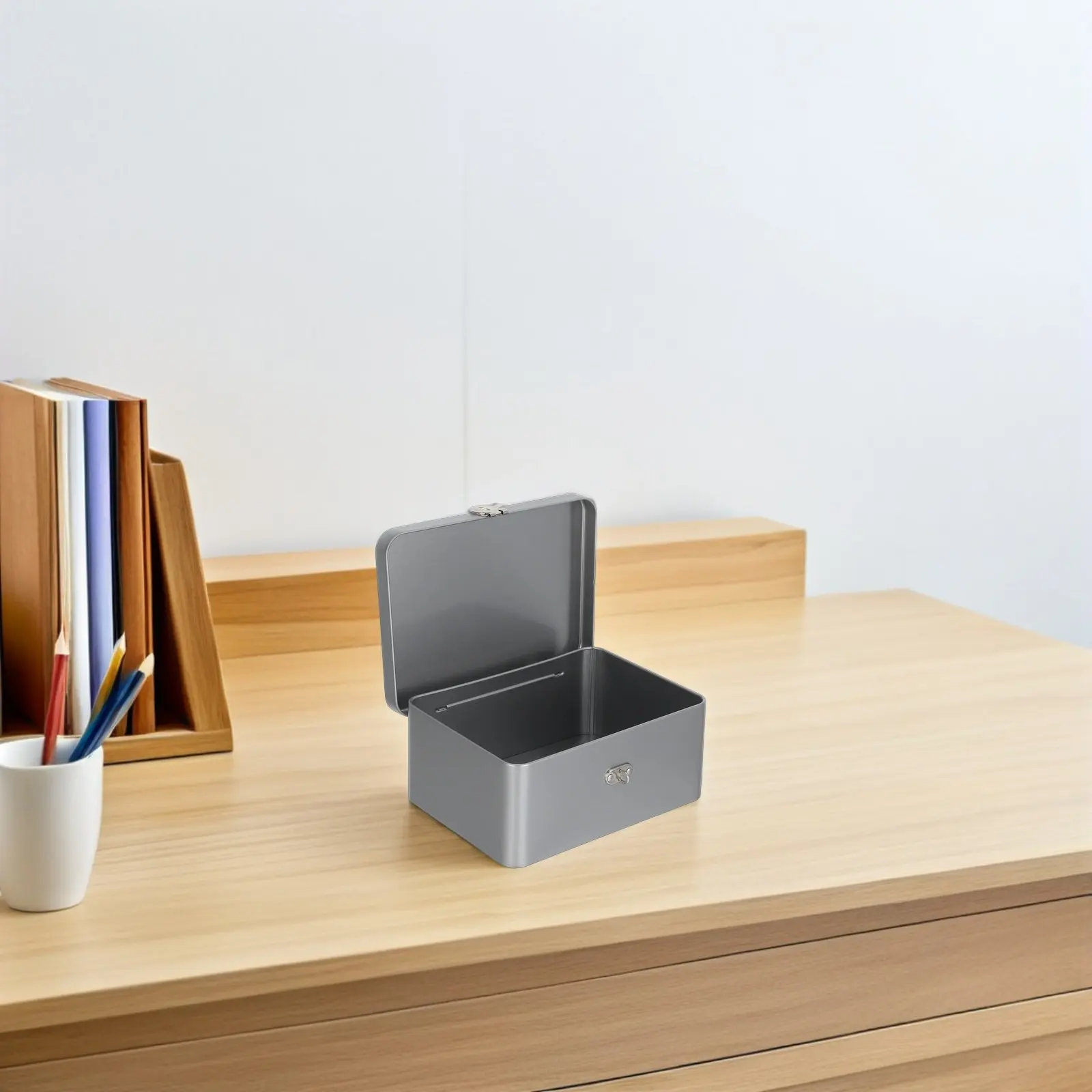Matte Black Metal Tin Box Rectangular Hinged Small Storage Organizer Portable Mini Box for Keys Candy Sewing Tools Home Office