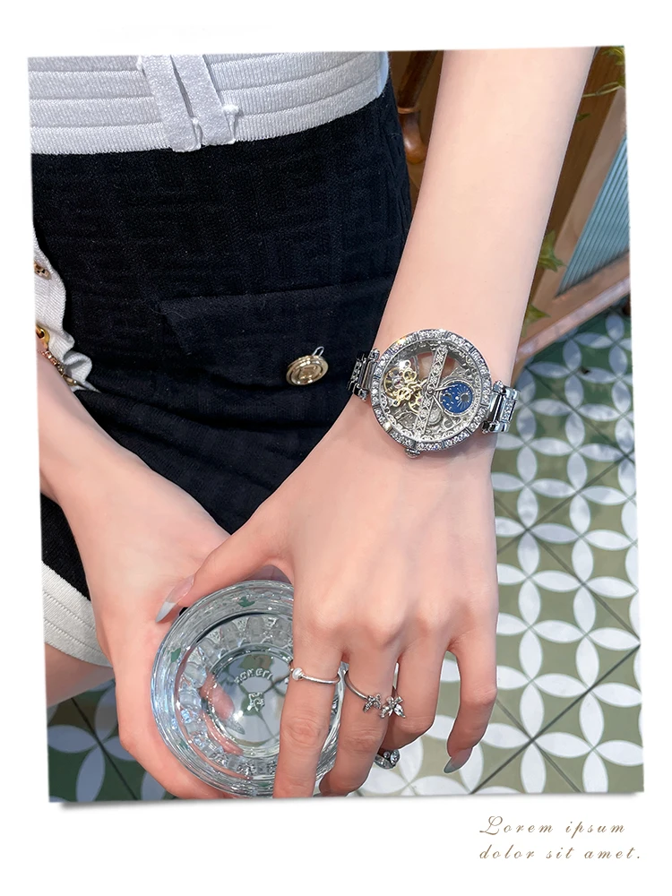 Fashionable Exquisite Sun, Moon and Stars Mechanical Watch Women's Machinery 2025 New High-value Girls Watch