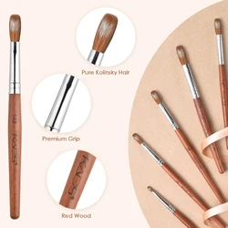 KADS Acrylic Brush Kolinsky Acrylic Sable Nail Brushes Manicure Nail Art Brush Kit for Nail Extension Gel Tools Size 6-18#