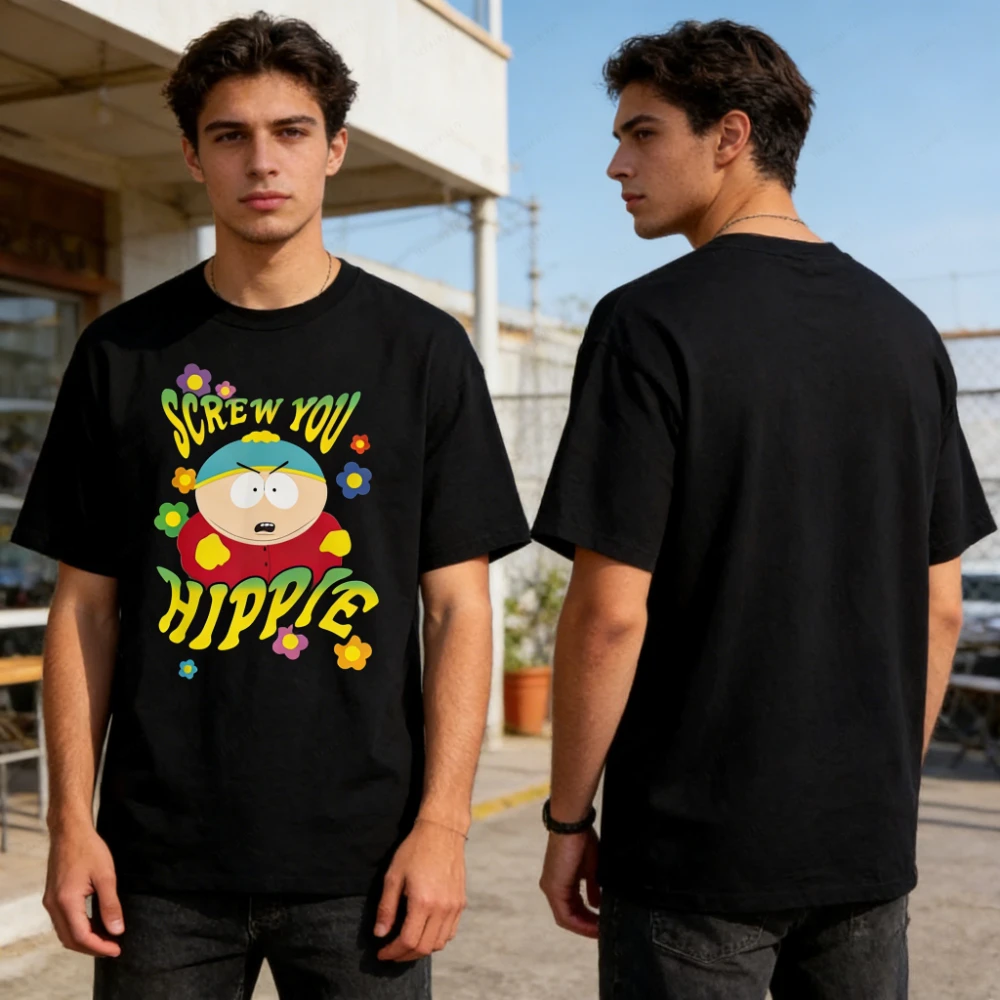 Camiseta divertida con personajes de dibujos animados de South Park para hombre y mujer, ropa de calle Harajuku, ropa Unisex, camisa de algodón con estampado Kawaii Kenny
