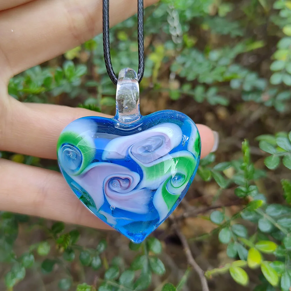 1PCS Glass Muran Pendant Sweater Necklace For Woman Jewelry Crystal Christmas Blue Chinese Style Clearance Sale Items Gift
