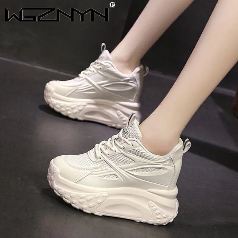 

Hollow High Heels 10cm Sneakers Chunky Casual Autumn Spring Platform Wedge High Fashion Breathable Women Summer Designer Shoes