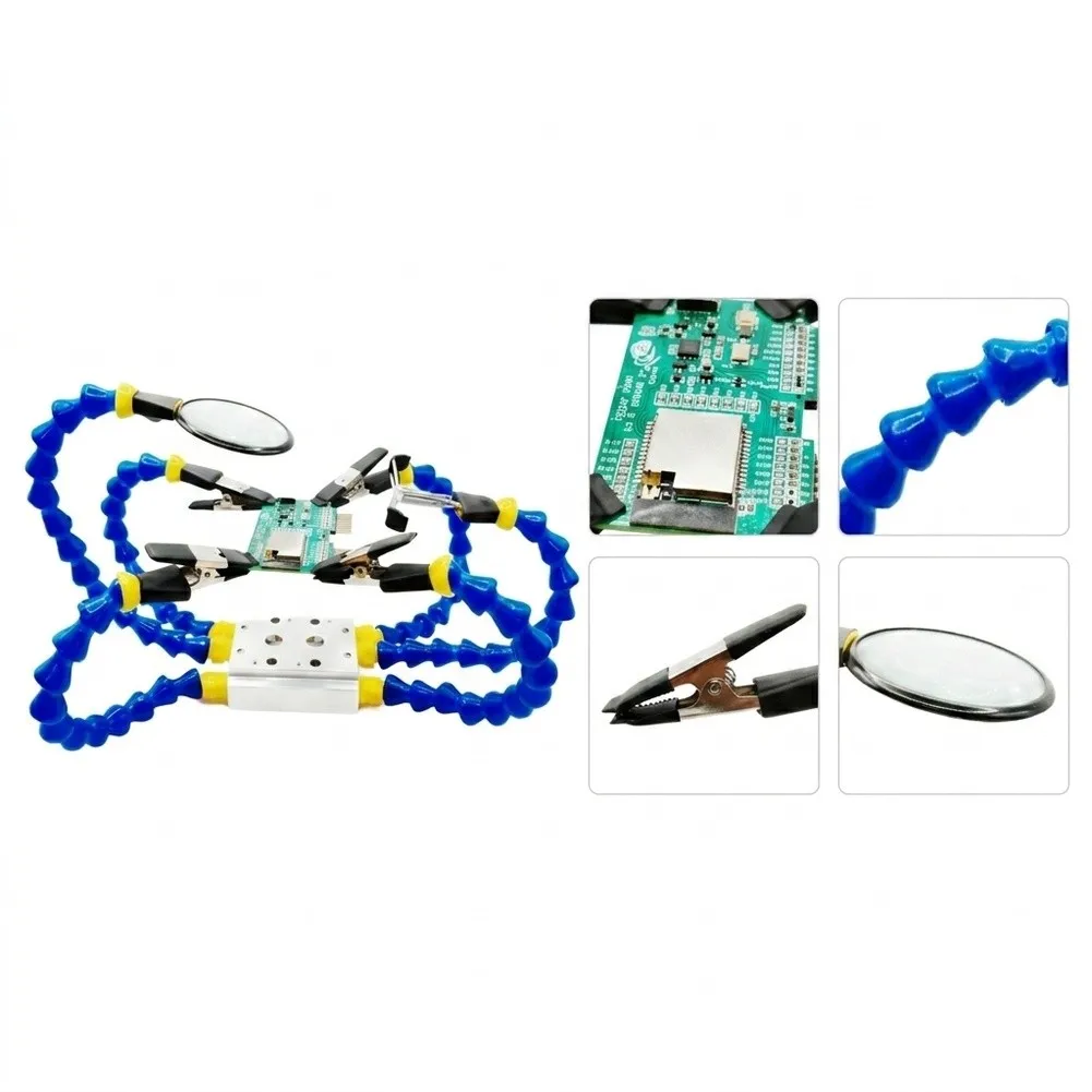 Flexible Helping Hand Magnifying Stand Kit For Detailed Soldering Tasks 4-5x HD Magnification Aluminum Alloy Base