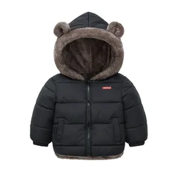 Kids Thick Warm Coats Winter Children's Fleece Hooded Jackets Cashmere Padded Snowsuit Boys Girls Cotton Outerwear 1-6 Years