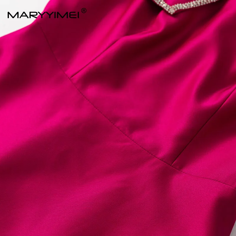 MARYYIMEI diseño de moda vestido de noche para mujer de manga corta con cuentas sólido temperamento de celebridad A-Line vestidos de baile