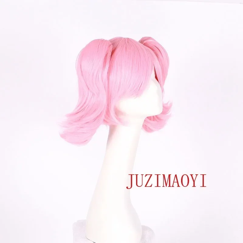 HN8 Kaname Madoka شعر مستعار وردي قصير 30 سنتيمتر ذيل حصان مزدوج تأثيري أنيمي شعر مستعار اصطناعي جميل مقاومة للحرارة الشعر Halloween8...Gf #2