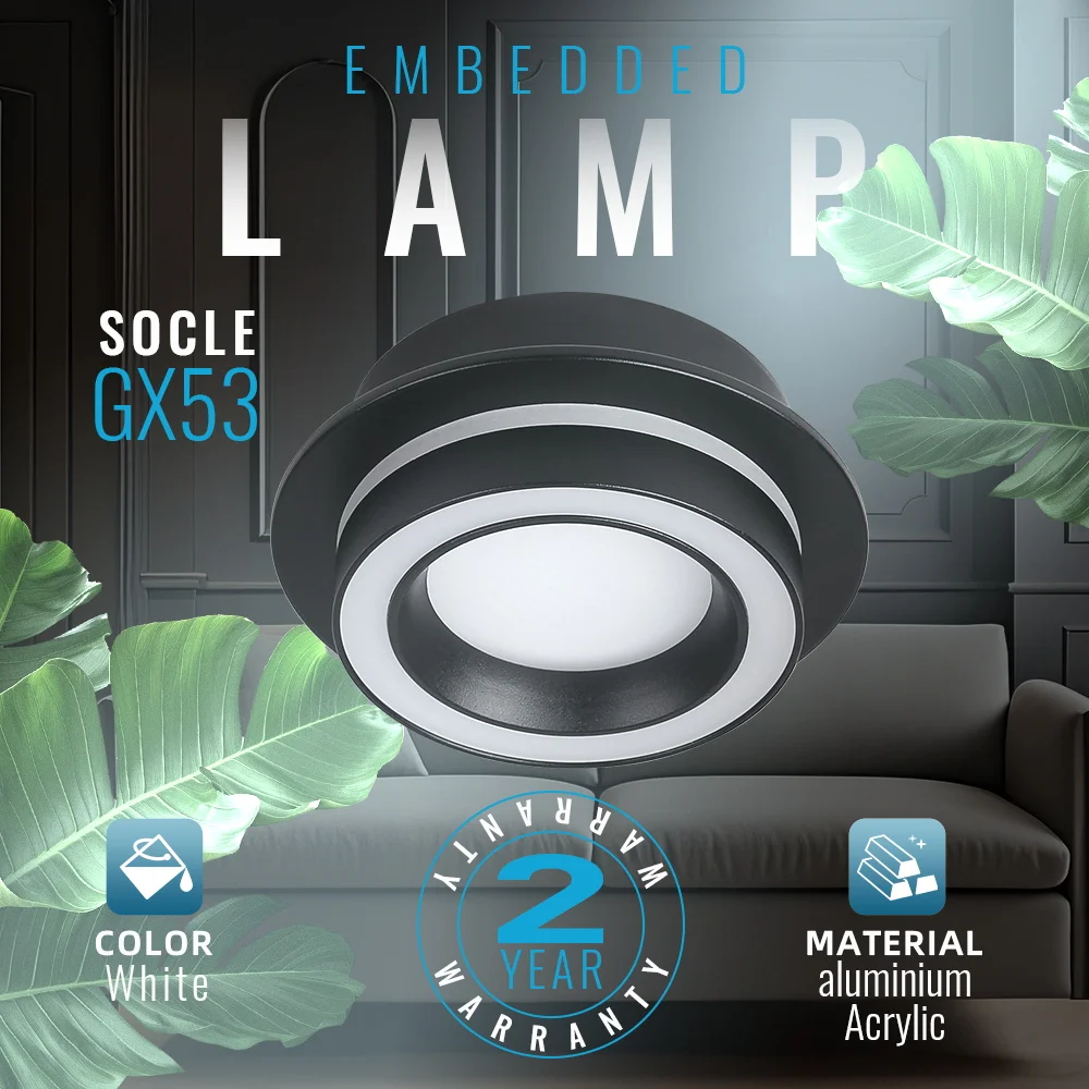 Recessed Downlight GX53 Ceiling Light Embedded Led Spot LED GX53 Bulb Ceiling Lamp Dimmable Spotlights for Living Room Bedroom