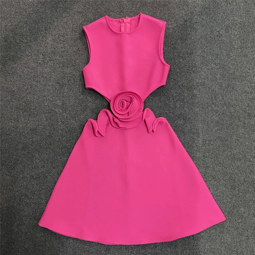 2024 Spring Autumn Sleeveless Crew Neck Above Knee Kint Dress