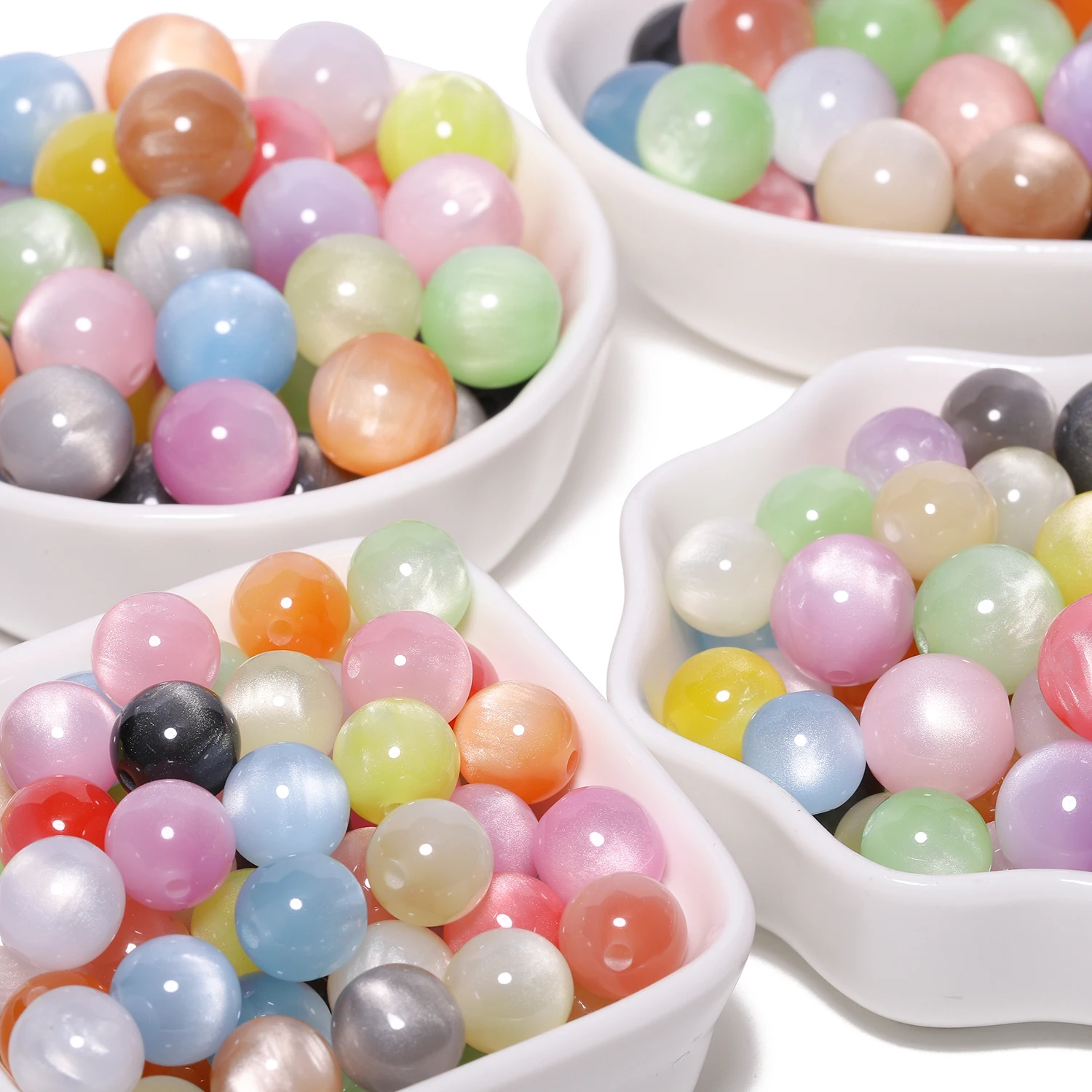 10/12mm Glitter Cat Eye Round Acrylic Resin Beads Charm Loose Spacer Beads for Handmade DIY Jewelry Making Bracelet 20/30pcs