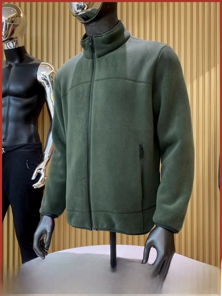 

Ultra Soft Fce Jaet Men's Simple Autumn Winter Warm Stand Collar Oversize Color Outerwear Trendy Zipper Closure