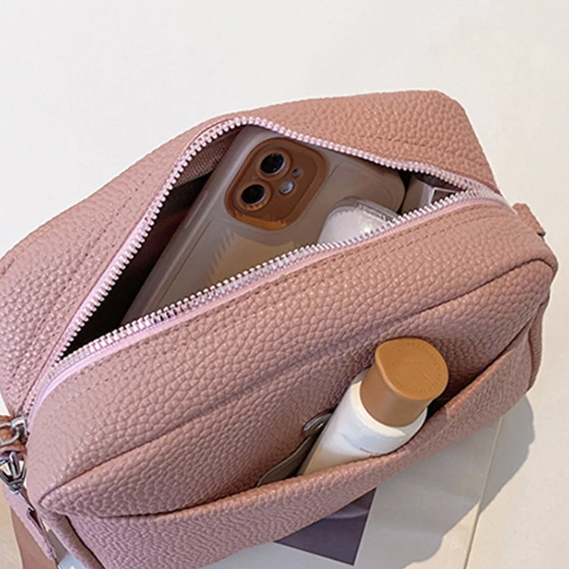 2023 New PU Crossbody Bag for Girl Student Casual Shoulder Bag Large Capacity Fashion Bag Black/Beige/Khaki/Pink