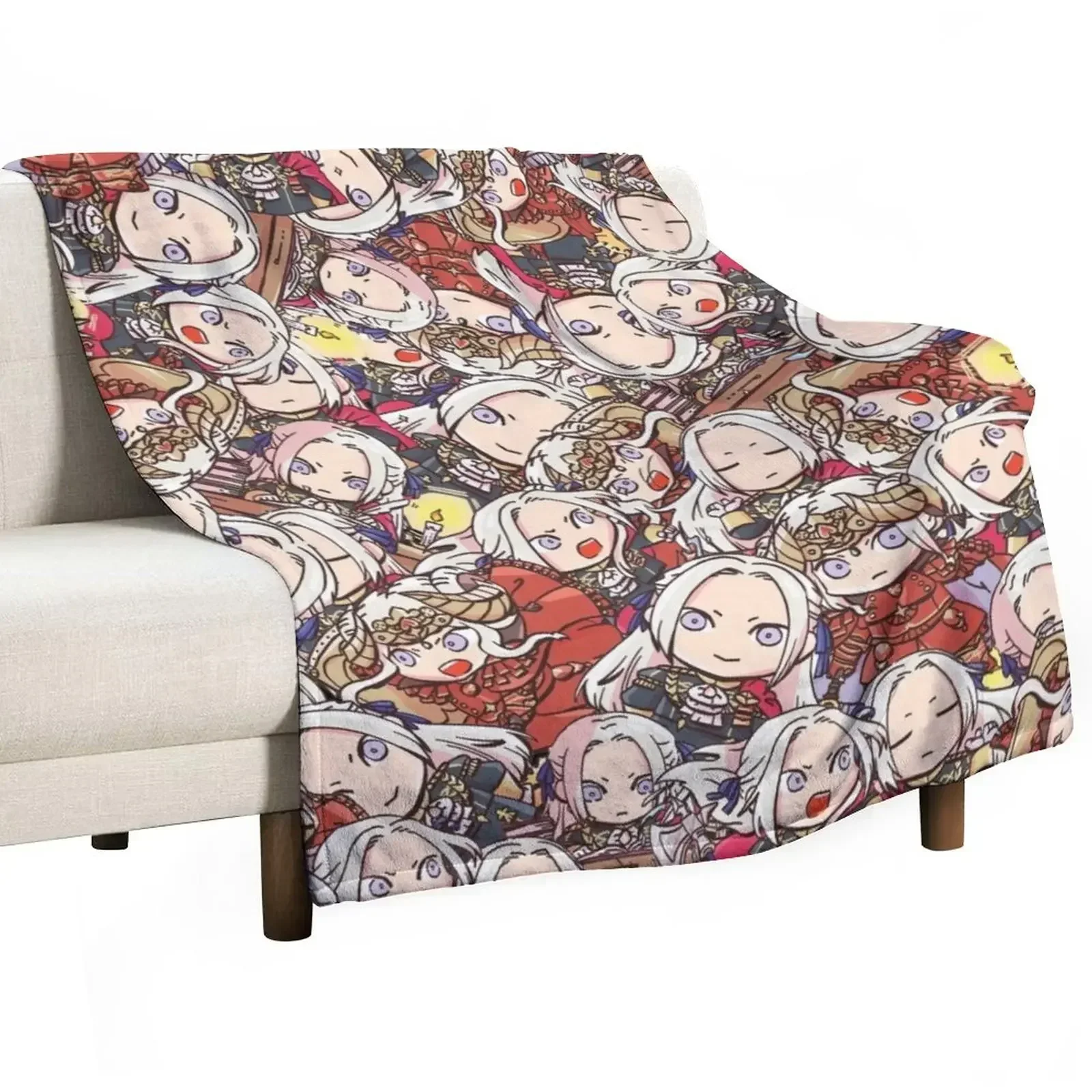 

Fire Emblem Three Houses: Chibi Edelgard Collage Throw Blanket Cute Flannel Thins heavy to sleep Blankets