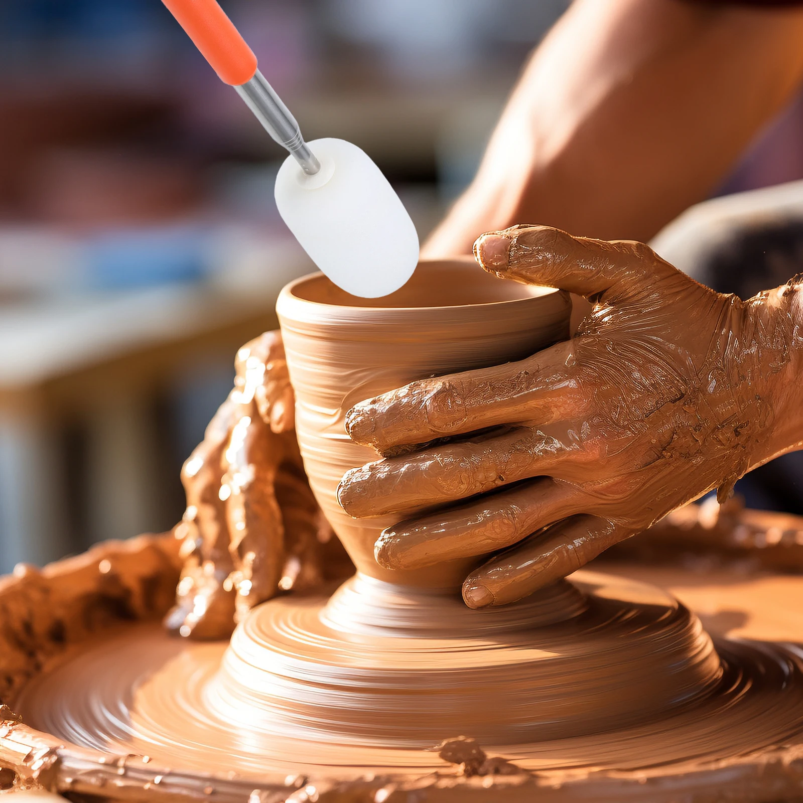 

Ceramic Sponge Telescoping Pottery Wand Large Orange Adjustable Length Shaping Tools Sponges For Pottery Clay Ceramic Supplies