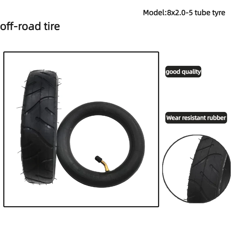 

8 inch 8X2.0-5 Pneumatic Tire Inner Tube Outer Tyre for Electric Scooter Baby Trolley
