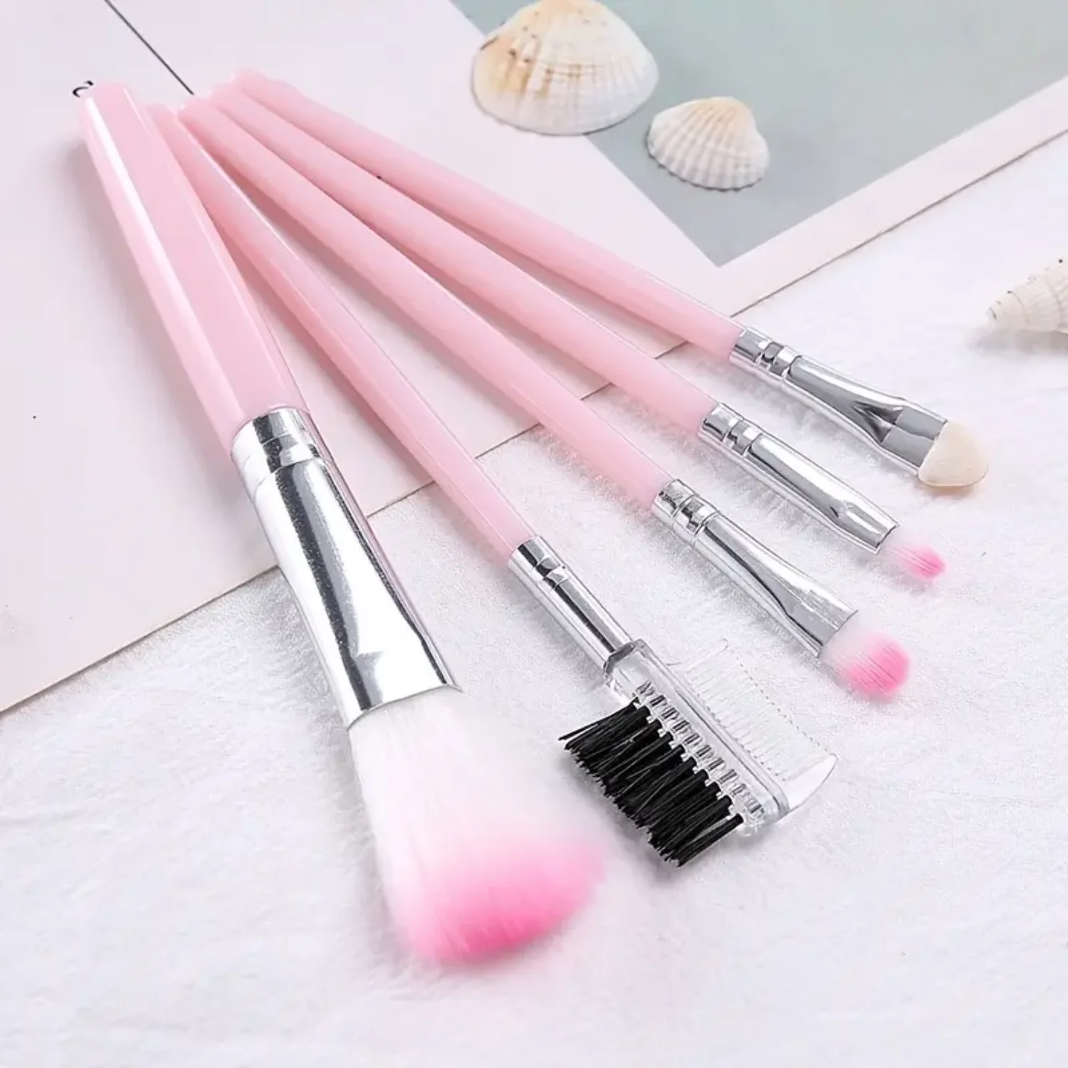 Ensemble de pinceaux de maquillage pour femmes, 5 pièces, visage, ombre à paupières, poudre, fond de teint, Blush, outils cosmétiques, Kit de beauté idéal pour dames