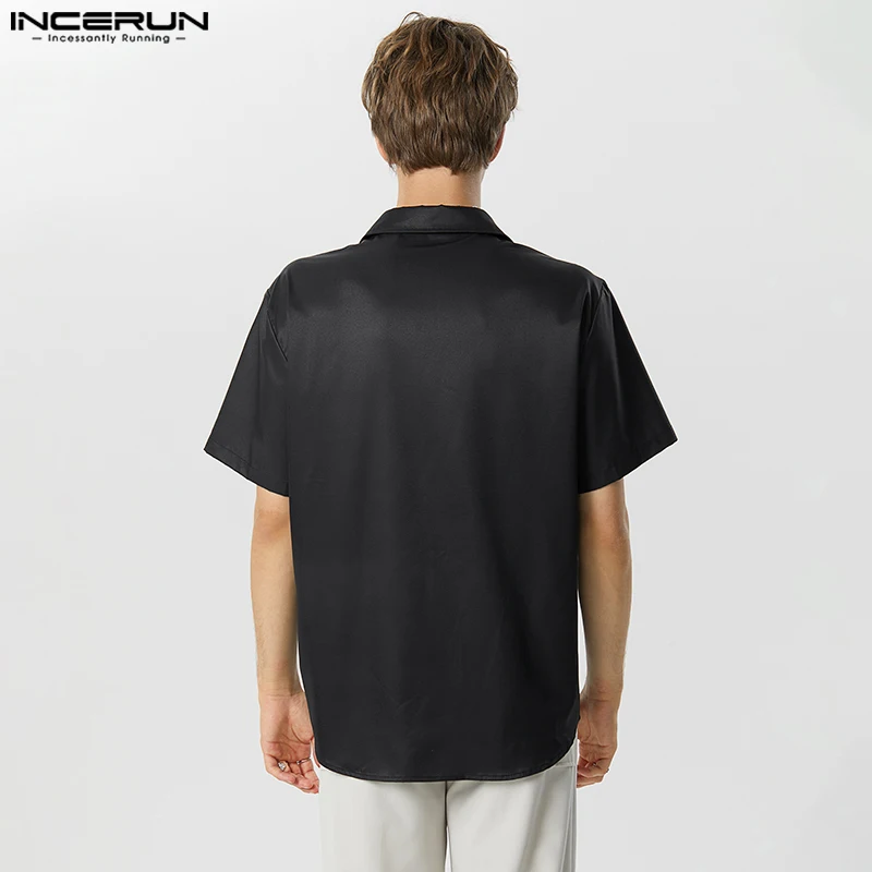 Men Shirt Printing Lapel Short Sleeve Loose Streetwear Casual Camisas Summer 2023 Fashion Leisure Men Clothing S-5XL INCERUN