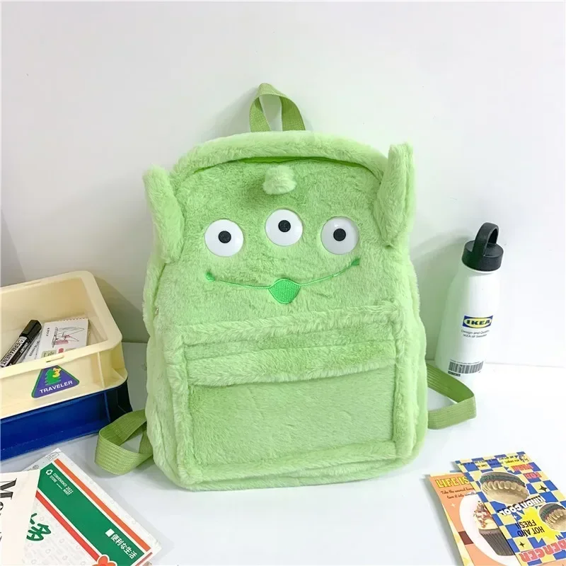 Disney New Cartoon Sullivan Three-eyed Monster Strawberry Bear Large Capacity Plush Backpacks Kawaii Handbags Student Schoolbag