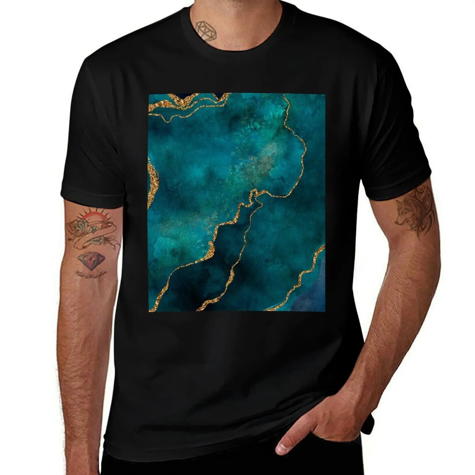 Golden Gemstone Glamour Mineral T-Shirt Casual Daily Wear Short Sleeve Top T-Shirt