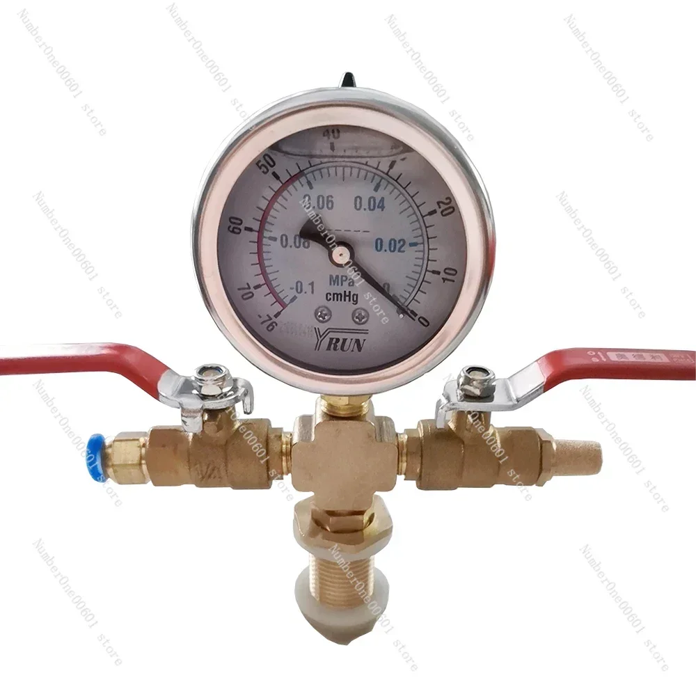 Vacuum Defoaming Tank Pressure Gauge Silicone Oil Gauge Set with Valve -0.1Mpa Negative Pressure Gauge 8MM/10MM/7/16-20UNF