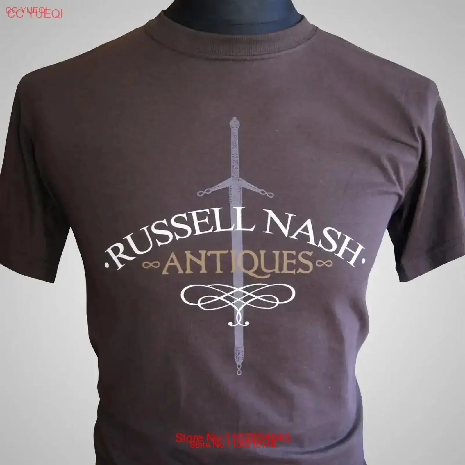 Russell Nash Antiques Highlander Movie Themed Retro T Shirt Vintage Cool vintage Washed Breathable streetwear graphic Stretched