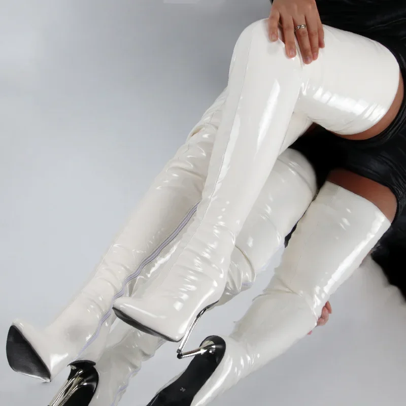 Patent Leather Over The Knee Boots Ladies High Heels New Large Size Sexy Thigh High Boots Stiletto Women Boots