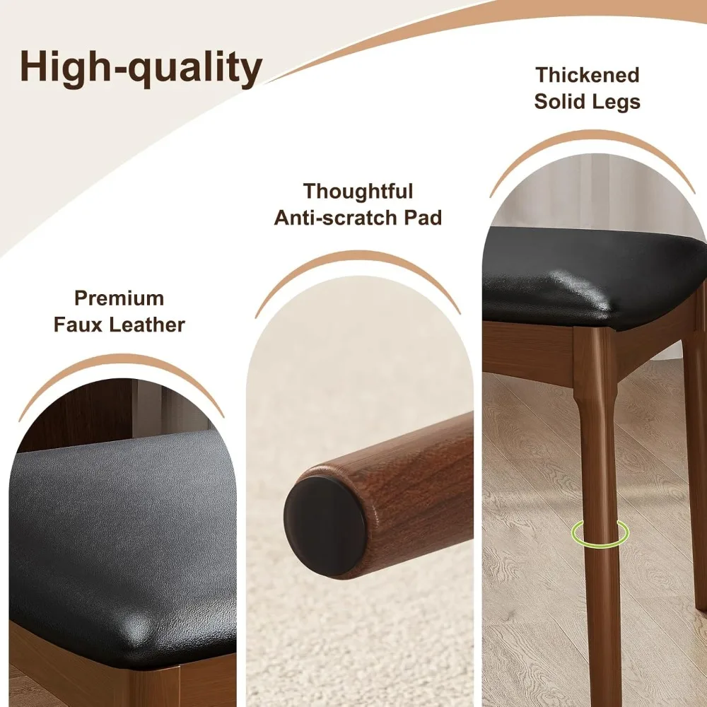 زوج من كراسي تناول الطعام الخشبية الصلبة الحديثة المصنوعة من خشب الجوز في منتصف القرن مع مقاعد من جلد البولي يوريثان المنجد ومساند الظهر المنحنية #6