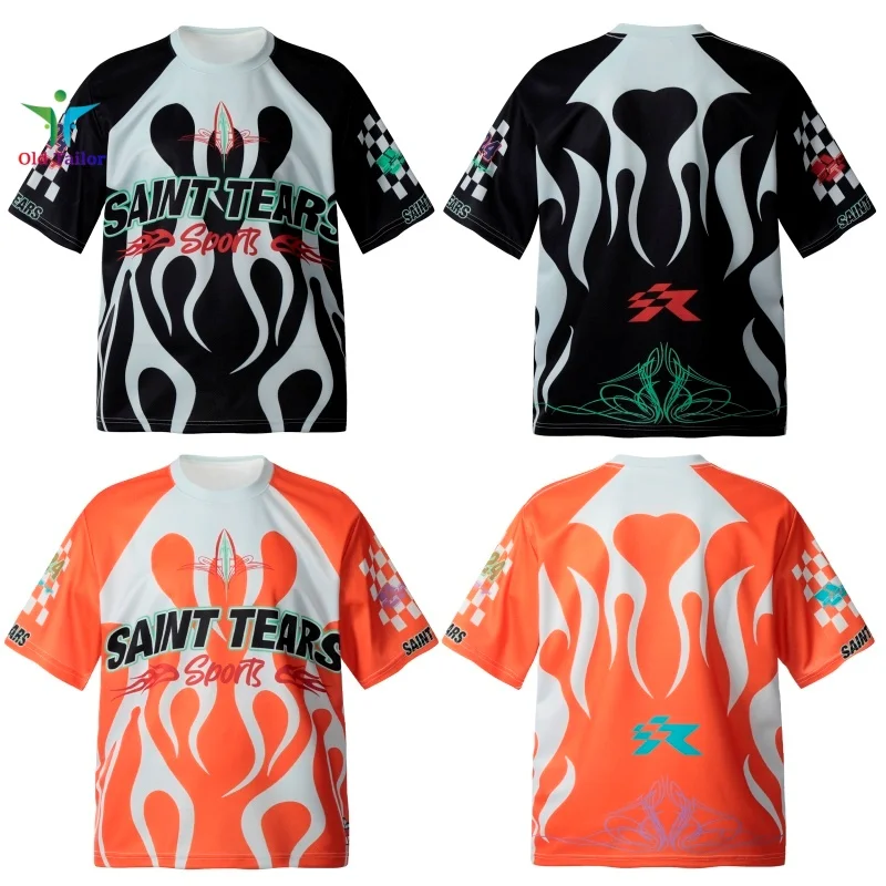 

25SS SAINT Patchwork Colour Round Neck T-shirt Fashion Retro Mens Womens Summer Sports Tops Short Sleeve T-shirt