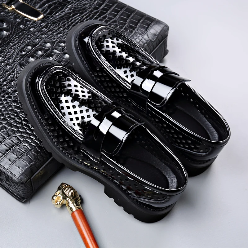 

Men Loafers PU Hollow Out Comfortable Breathable Business Men Shoes Size 38-48