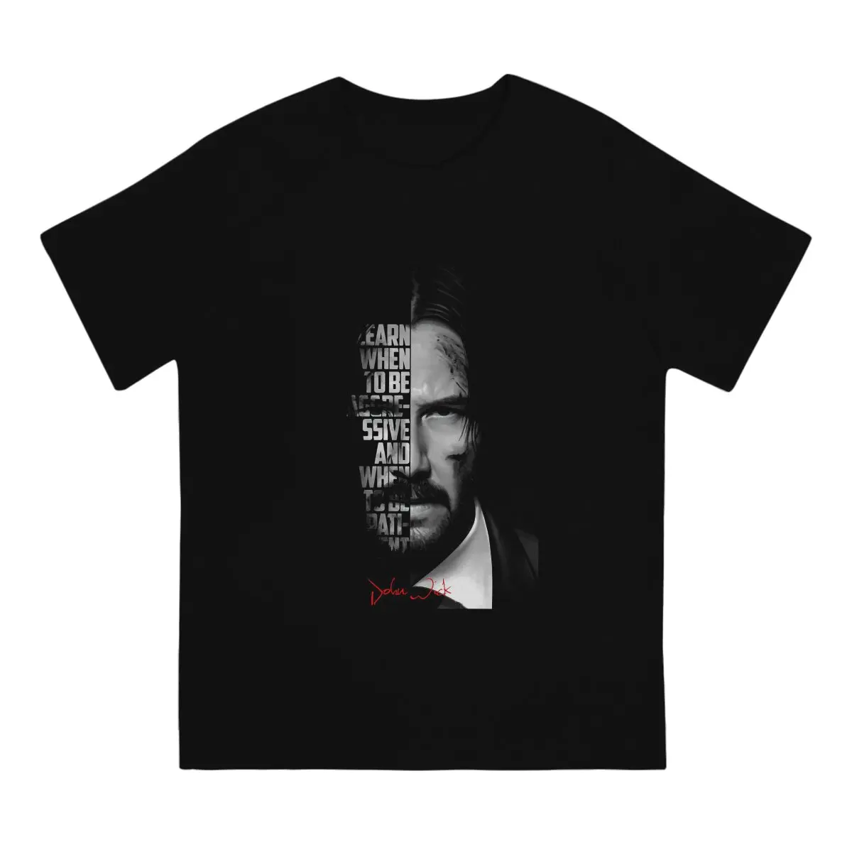 Black And White T-Shirts for Men John Wick Creative Pure Cotton Tees O Neck Short Sleeve T Shirts Summer Clothing