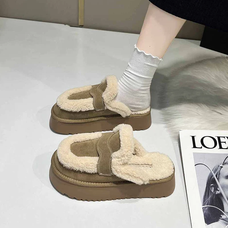 Slippers Casual Fur Shoes Slides Slipers Women Platform Cover Toe Luxury Plush 2024 Fashion Fur Shoes House Slippers Platform Sl