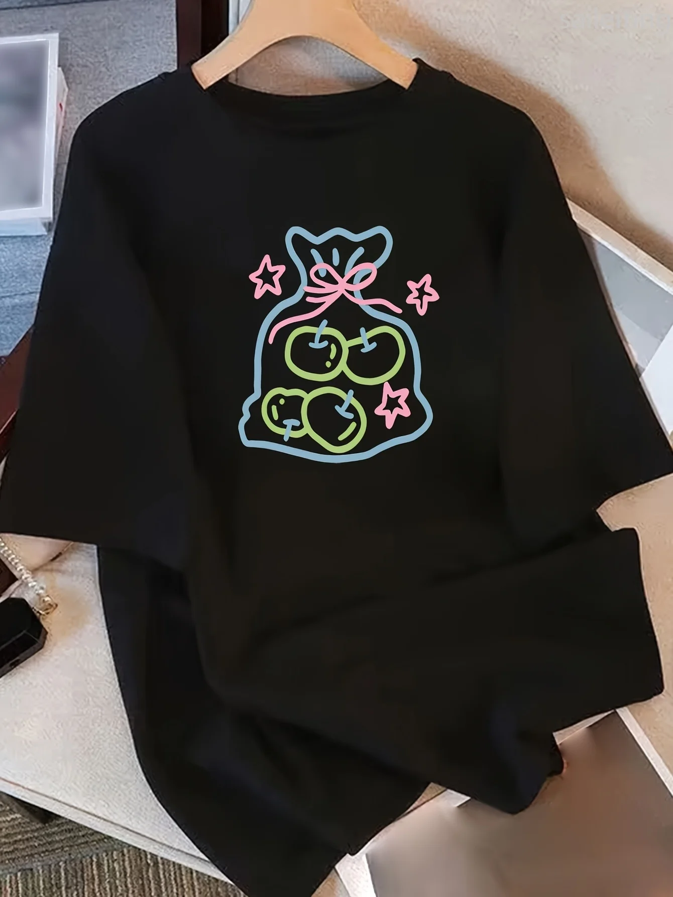 

Женский топ с короткими рукавами и милым пастельным рисунком, повседневные летние футболки с короткими рукавами в стиле Харадзюку, уличная одежда