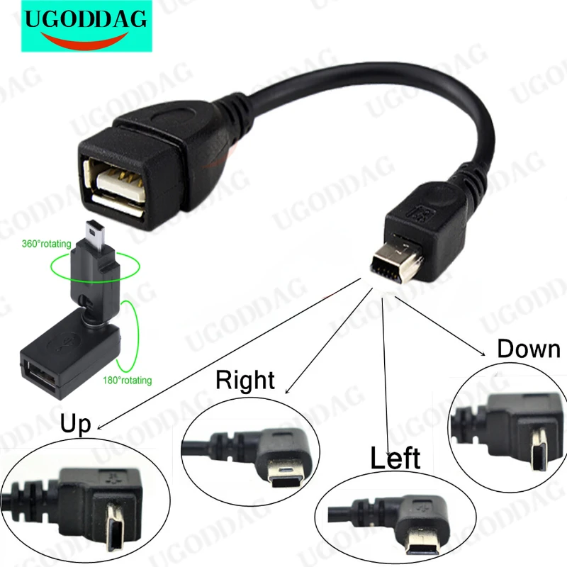 USB A Female to Mini 5P USB B Male Conversion Adapter High Quality V3 T-port OTG Cable up to 480mbps Upwards Wholesale Standard