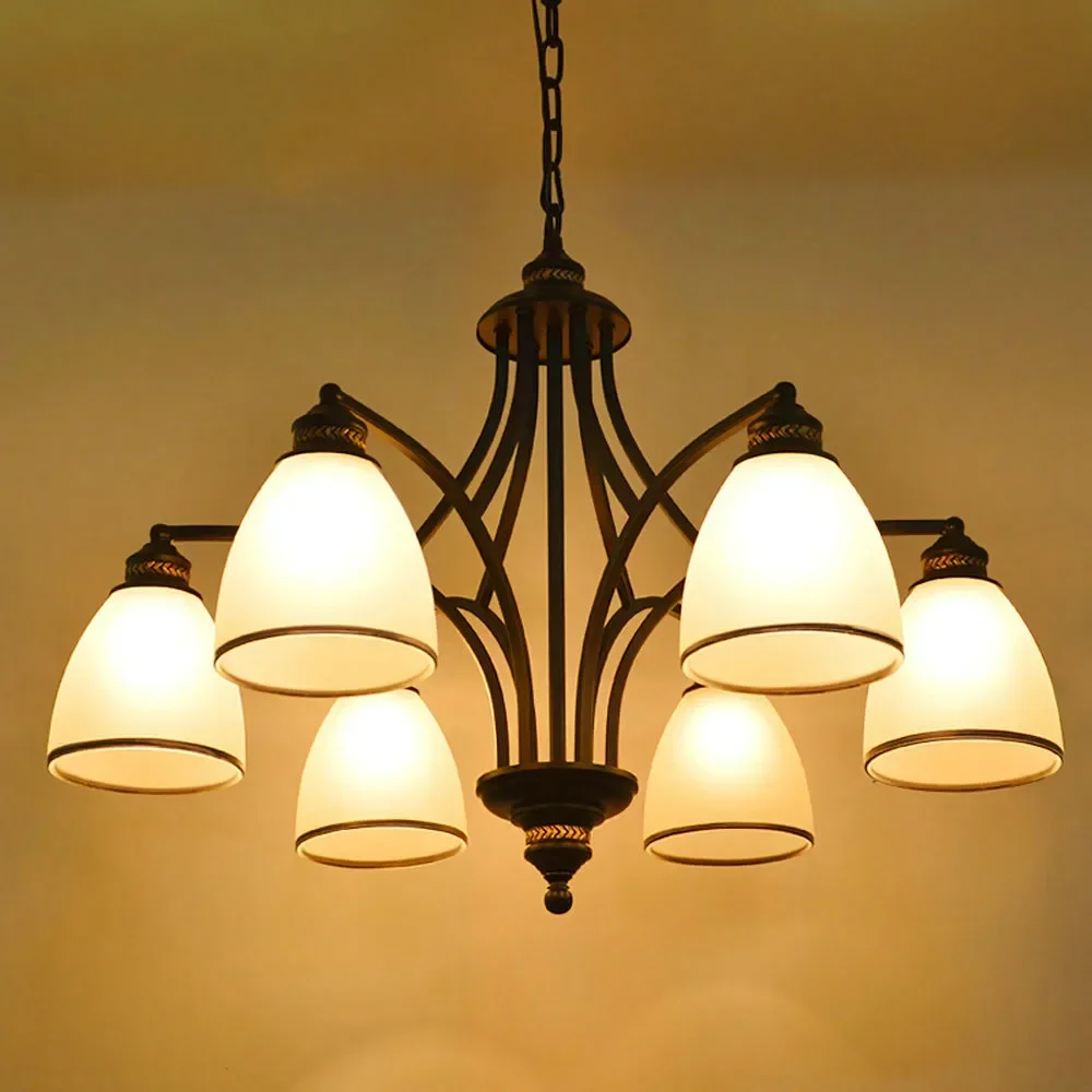 Cottage Art Deco Modern Iron Glass Shade Chandeliers Fixtures E27 110v 220v chandeliers for dining room living  bed