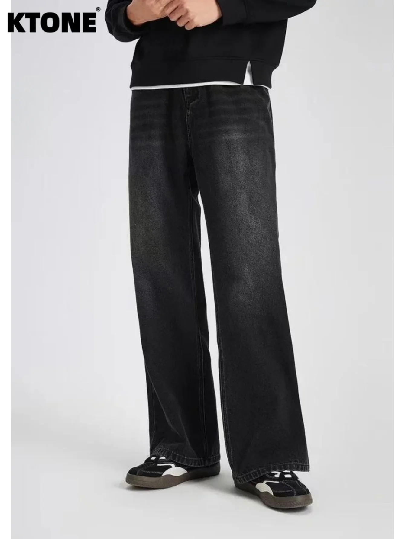 Men's Loose Black Jeans Pants Casual Daily Wear Original Style Unisex No accessories or belts included