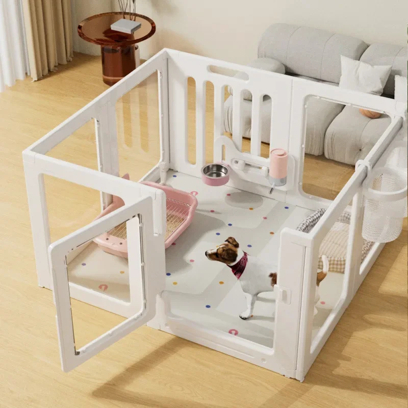 Dog cage Pet fence Panoramic transparent medium and small dog fence Indoor household Bichon teddy