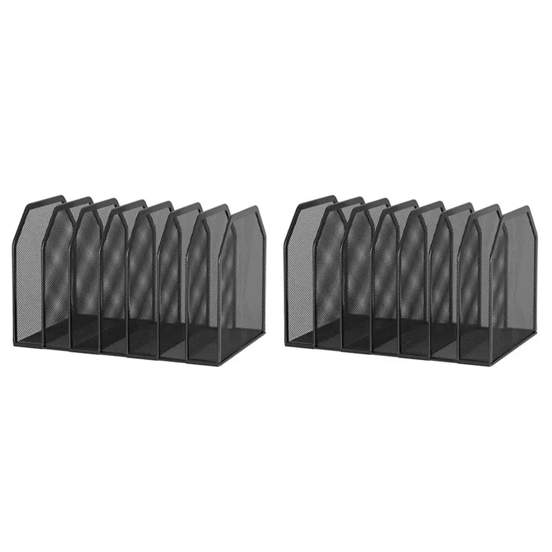 

YSS-2X Metal 7-Section File Folder Organizer For Desk Vertical Office File Holder Duty Mesh Document Sorter