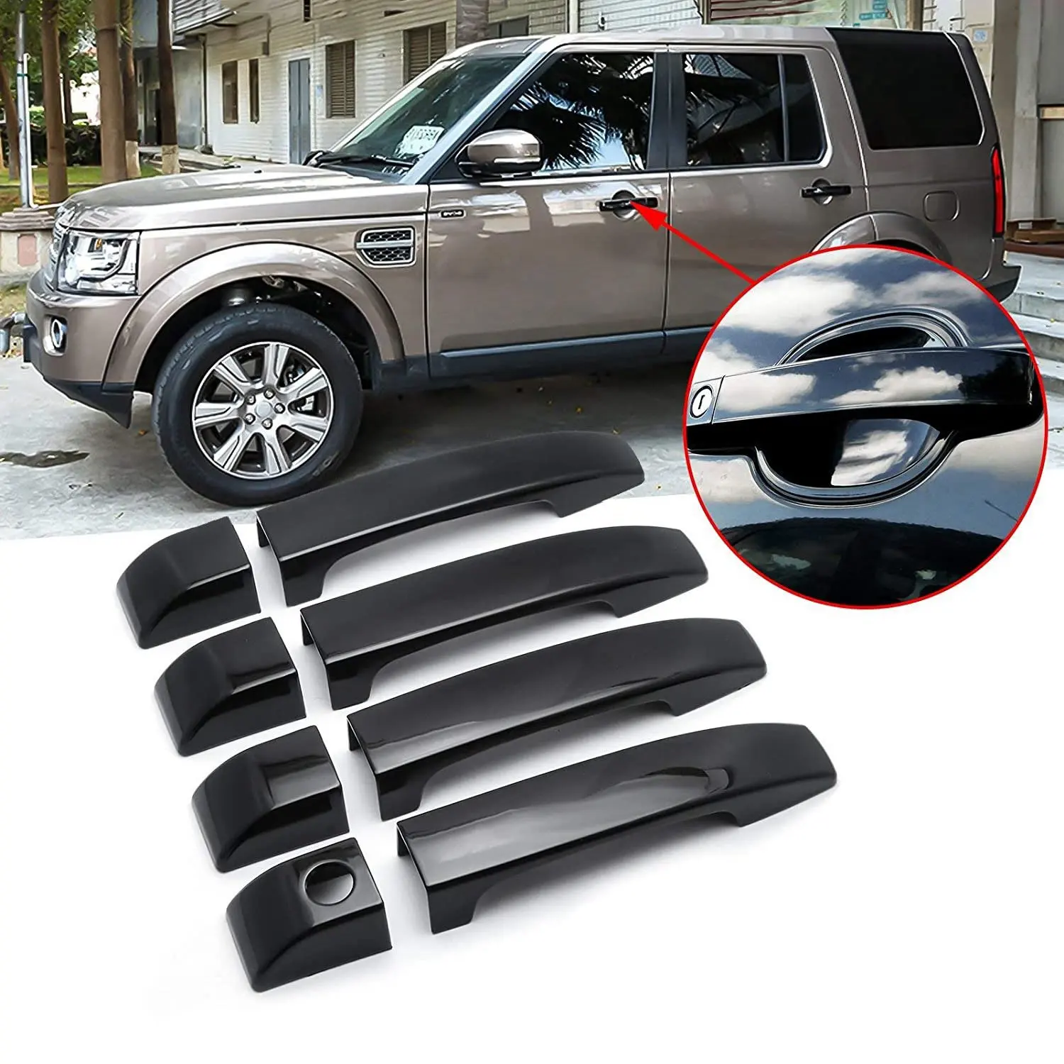 Car Door Handle Covers Trim Gloss Black Exterior Door Handles Cover for Land Rover Range Vogue L322 2002-2012