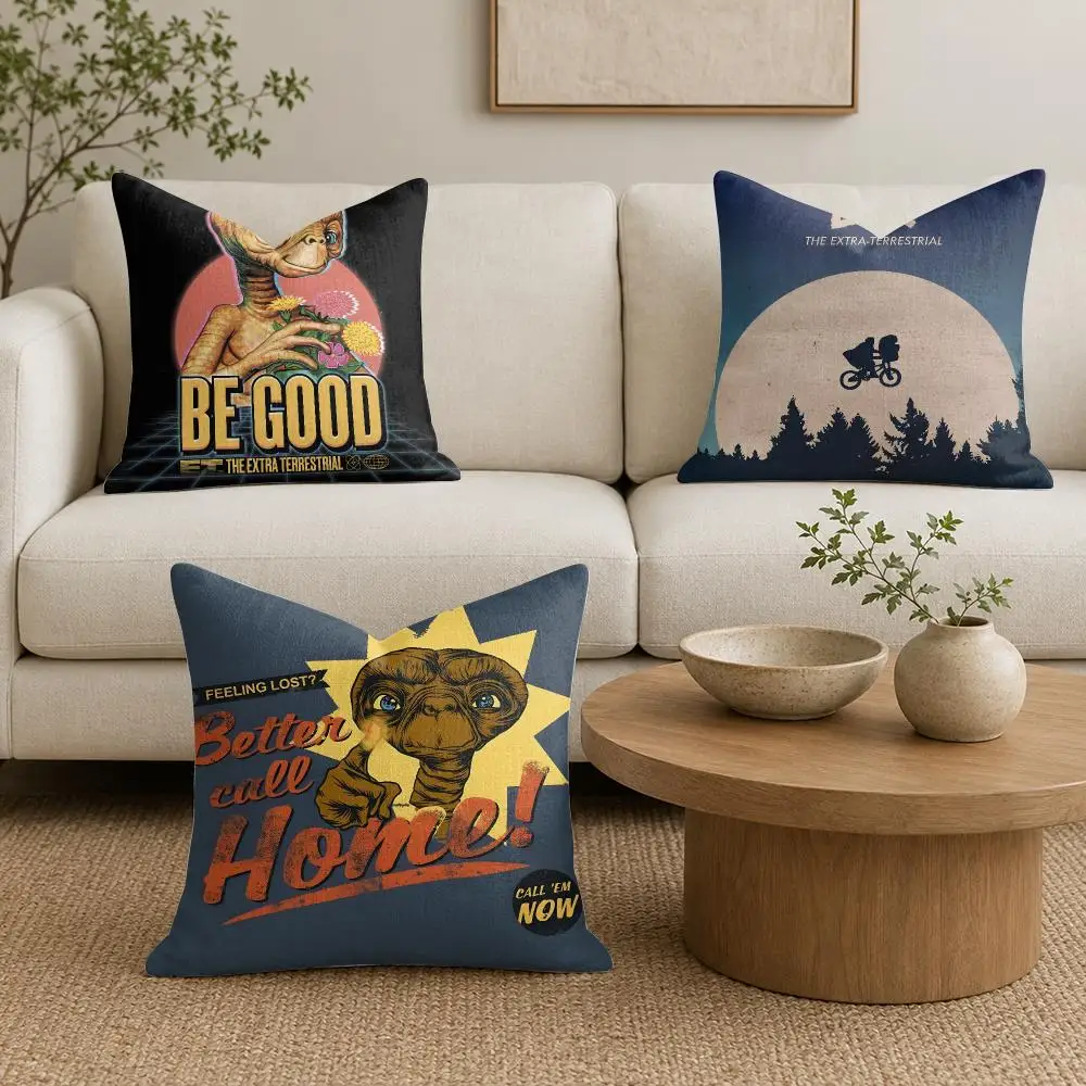 E.T. The E-Extra-Terrestrial Cushion Cover Plush Fabric Soft Double-Sided Printed Sofa Warm Winter Home Gift Pillow Cover