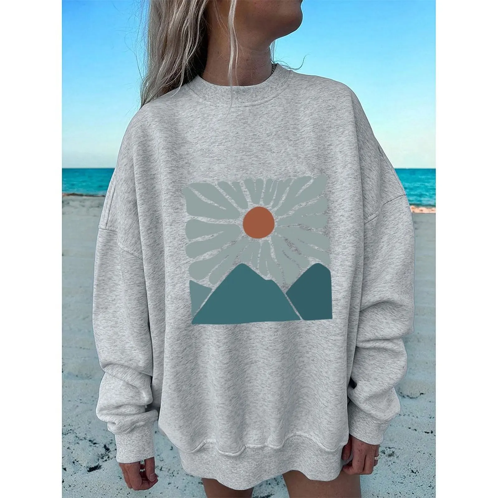 

Women's Sweater Sweatshirts Velvet Winter Casual Spray-painted Print Colorful Long Sleeve Pullovers Autumn Woman Clothes