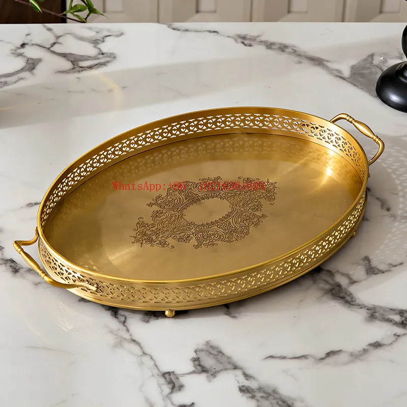 Limited Offer Medieval Style Tray, Round Fruit Tray, Carved Pattern, Hollowed-out Vintage Aroma Storage Tray