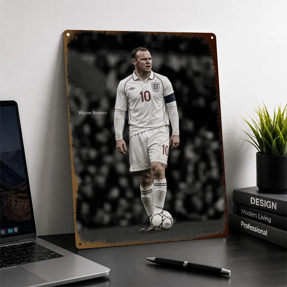 Wayne Rooney Football Printed Poster Personalized Aluminum Metal Sign Career Legacy Tribute Wall Art Made For Loyal Supporters