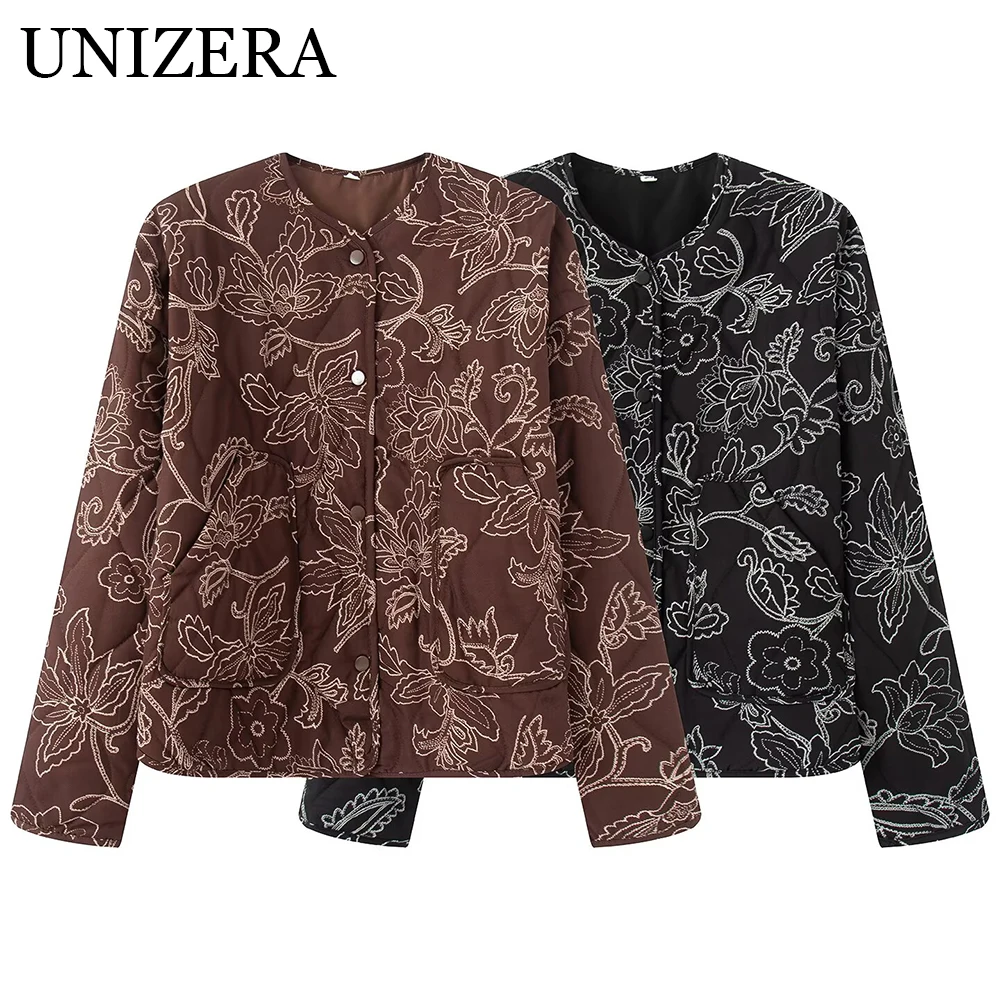 

European and American style autumn new product women's pocket decoration, quilted embroidery coating jacket jacket jacket